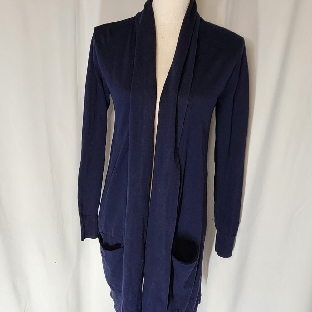 Navy Blue Open Front Cardigan